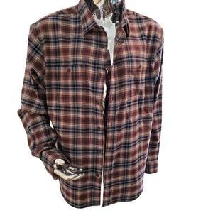 Old Navy double-brushed flannel shirt in a brown 
plaid pattern. Mens XXL